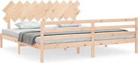vidaXL tömör fa ágykeret fejtámlával 200 x 200 cm