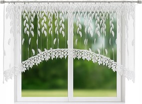 Hímzett Napellenző Függöny Íves Szalaggal 300 x 120cm Fehér 7177