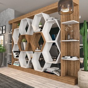 könyvespolc Sueno - White, Walnut