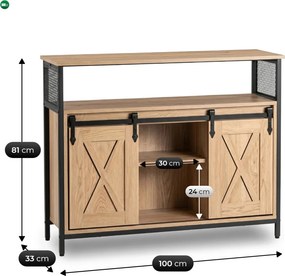 Komoda ARLO 100 cm z Półkami Dąb/Czarny