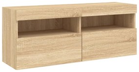 sonoma tölgy színű fali TV-szekrény LED-ekkel 100x30x40 cm