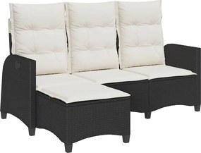 vidaXL L-alakú fekete polyrattan fekvő kerti kanapé párnákkal