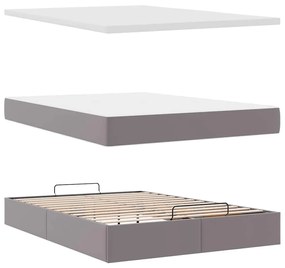 Ottomán ágykeret matraccal Szürke 140x190cm műbőrrel