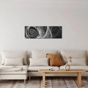 Kép - Absztrakt rózsa fekete-fehér (órával) (90x30 cm)