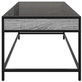 szürke sonoma végtelen hatású LED-es dohányzóasztal 90x50x41 cm