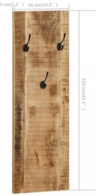 2 db falra szerelhető tömör mangófa fogas 36 x 110 x 3 cm