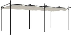 krémszínű pergola behúzható tetővel 589 x 292 x 230 cm
