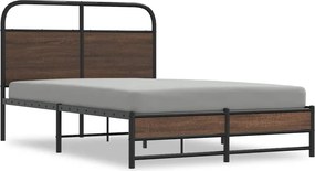 vidaXL ágykeret matrac nélkül 135x190 cm barna tölgyfa műfa