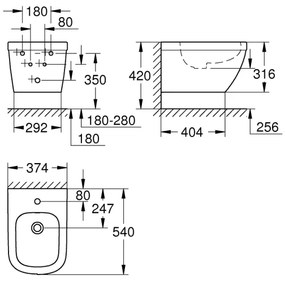 GROHE 39208000 - Falra szerelhető bidé EURO CERAMIC 540 × 375 mm kerámia/fehér