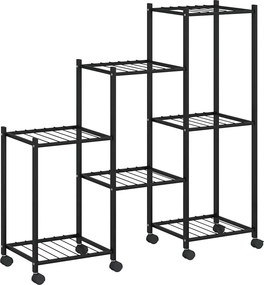 vidaXL fekete vas virágtartó állvány kerekekkel 83 x 25 x 83,5 cm