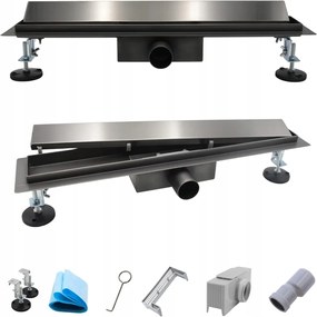 Padlóösszefolyó Vonalmenti 70CM Szürke Alacsony Zuhanyhoz Rozsdamentes Acél 54MM