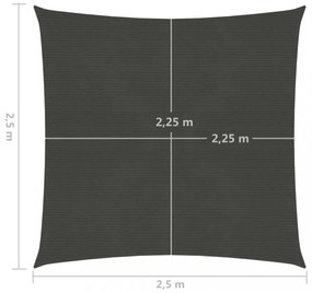 antracitszürke HDPE napvitorla 160 g/m² 2,5 x 2,5 m