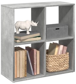 betonszürke szerelt fa elválasztó könyvespolc 69,5x29x69,5 cm