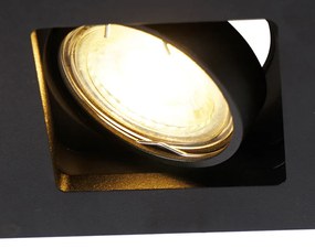 6 darabos fekete téglalap alakú, 2 égős süllyesztett spotlámpa szett - Qure