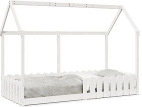 vidaXL fehér tömör fenyőfa házikó gyerekágykeret 90 x 190 cm