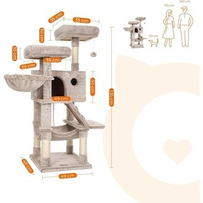 Macska kaparóoszlop puha borítással - világosbarna | FEANDREA