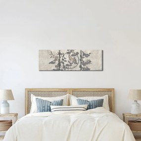 Kép - texturált levelek (órával) (90x30 cm)