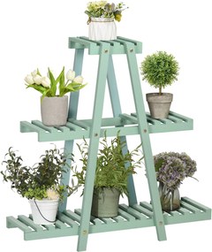 Outsunny 3-szintes Virágtartó, 76cm Magas Virágtartó Belső és Külső Használatra, Fából Készült Virágtartó Polc, Több szintes Virágtartó a Nappaliba, K