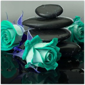 Poszterek 100x100 Kék rózsák Kő