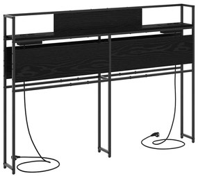 Tároló fejtámla polcokkal tárolóval Musta tammi 140 cm Faanyag