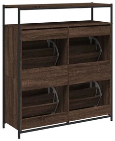 barna tölgy cipőszekrény 4 kihajtható fiókkal 100x34x112 cm
