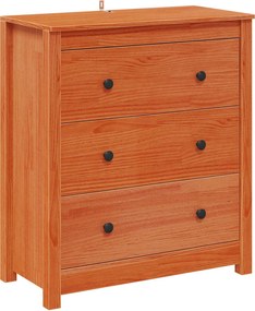 vidaXL Széf fiókkal Viaszbarna 70 x 35 x 80 cm Tömör fenyőfa