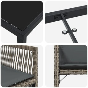 5 részes kerti étkezőszett párnákkal Szürke PE Rattan