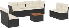vidaXL 9 részes fekete polyrattan kerti ülőgarnitúra párnákkal