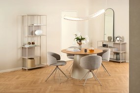 MAZZONI EXPORT NELA Bézs Latte (Monza 60 szövet)/bézs lábak - MODERN BOUCLÉ KÁRPITOZOTT FORGÓSZÉK BOHO STÍLUSÚ NAPPALIBA/ÉTKEZŐBE/IRODÁBA