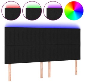fekete szövet LED-es fejtámla 160x5x118/128 cm