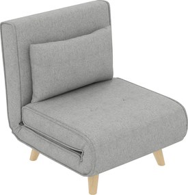 HOMCOM Egyszemélyes Kanapéágy Hajtható Fotel Műszőtt Vászonnal, Állítható Háttámlával 6 Pozícióban és Párnával, 72x78x79 cm, Világosszürke | Aosom