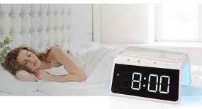 Nedis WCACQ30WT - Ébresztőóra LCD-vel és 15W/5V vezeték nélküli töltővel, fehér