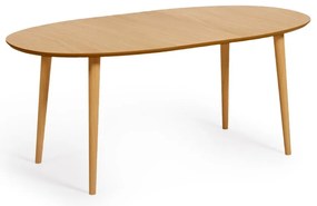 Natúr színű bővíthető étkezőasztal tölgyfa dekorral 90x140 cm Oqui – Kave Home