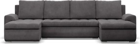 Tokio U alakú sarokkanapé, 3 ágyneműtartóval, kordbársony, univerzális oldal, szürke