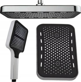 Zuhanyszett Esőztető És Fülhallgató Téglalap Alakú Fekete Króm