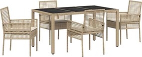 vidaXL Kert étkező szett 5 pcs Bézs polirattan
