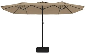 tópszínű dupla tetős napernyő LED-ekkel 449 x 245 cm