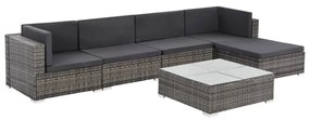 vidaXL 6-részes szürke polyrattan kerti bútorszett párnákkal