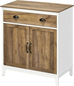 HOMCOM Oldalszekrény Nappali Tároló Szekrény Fiókkal, 2 Ajtóval és Állítható Polccal Hálószobába, Étkezőbe, Konyhába 78.5x39x89.4 cm Barna | Aosom