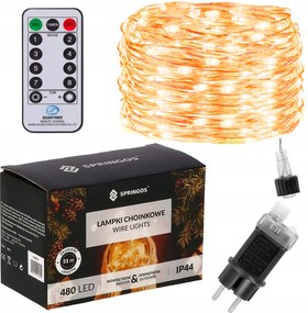 Drót Lámpa 48m Mikro Meleg Fehér Távirányító Mód 480LED Áramfényfüzér