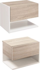 HOMCOM 2 db F Floating Éjjeli Székreny 1 Fiókkal és Nyitott Polccal 46x30x30 cm Tölgy és Fehér | Aosom