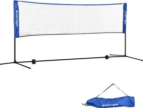 SPORTNOW Hajtható Tollaslabda Háló Szett, 103/120/155 cm Magasságban Állítható Beltéri és Kültéri Tollaslabda Háló, Röplabda Háló Hordtáskával, Fém-po