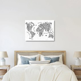 Kép - Piktogramok térképe (üvegen) (70x50 cm)