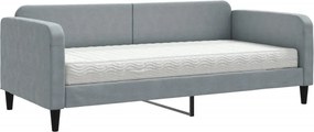 vidaXL világosszürke szövet kanapéágy matraccal 90 x 190 cm