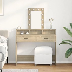 LED világítással ellátott sminkasztal Sonoma tölgy 100x41x140 cm