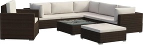 vidaXL 8-részes barna polyrattan kerti bútorszett párnákkal