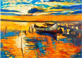Kép - Hajó naplementekor (üvegen) (70x50 cm)