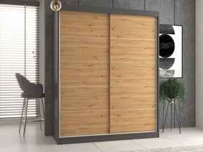 Aldabra IGA 160 C tolóajtós gardróbszekrény 120x61x200, díszcsíkos, antracit- tölgy