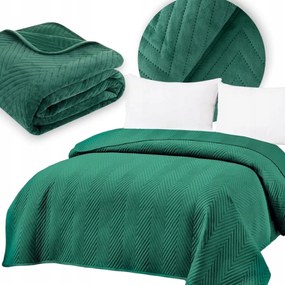 Nagy Ágytakaró kanapéra 220x240 steppelt halszálka Velúr Sötétzöld