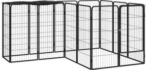 vidaXL 14 paneles fekete porszórt acél kutyakennel 50 x 100 cm